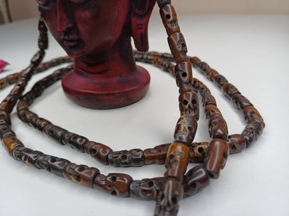 108 Handcarved Skull Bone  Beads,Bone Meditation Mala, Antique bone necklace,Ethnic Bone Jewellery,Tibetan Buddhist Prayer Skull Bone Mala,