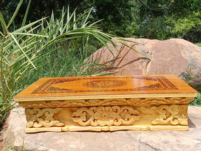 Small Size Dragon Handcarved Foldable Wooden Tibetan Buddhist Altar,Zen Meditation Altar,Dragon Carved Prayer table,Tibetan Alter Table,