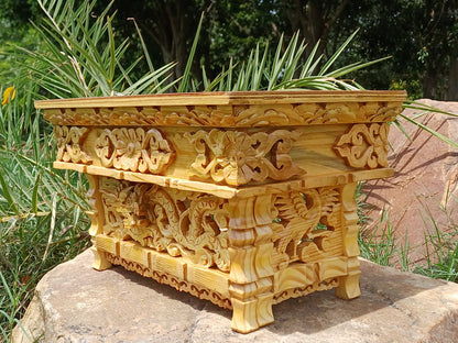 Small Size Dragon Handcarved Foldable Wooden Tibetan Buddhist Altar,Zen Meditation Altar,Dragon Carved Prayer table,Tibetan Alter Table,