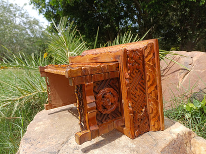 Small Size Heavenly Peacock Handcarved  Foldable Wooden Tibetan Buddhist Altar Table,Zen Meditation Altar,Wood Prayer table, Alter Table