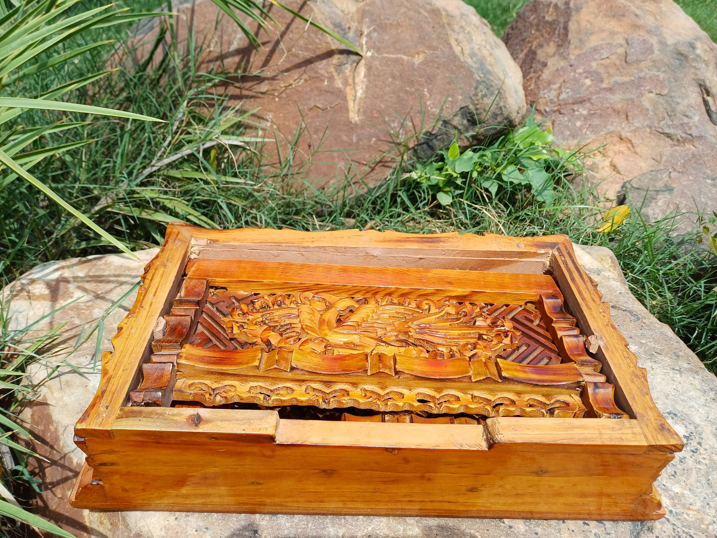Small Size Heavenly Peacock Handcarved  Foldable Wooden Tibetan Buddhist Altar Table,Zen Meditation Altar,Wood Prayer table, Alter Table
