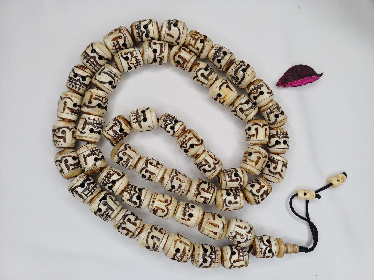 Large 54 Rare Handcarved Tantrik Yak Skull Bone Meditation Mala,Ethnic Bone Necklace/Jewellery,Tibetan Buddhist Prayer Skull  Japa Rosary