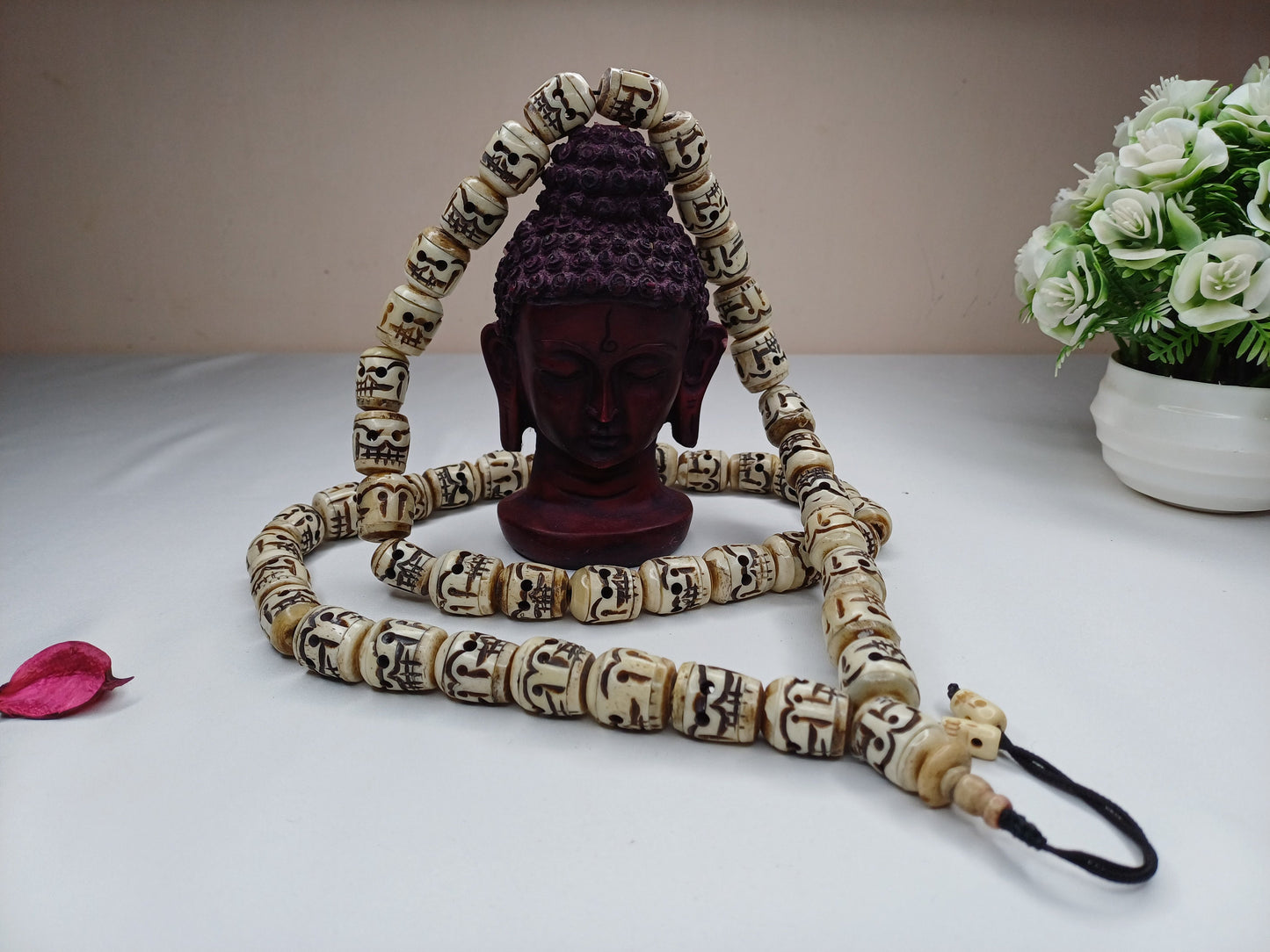 Large 54 Rare Handcarved Tantrik Yak Skull Bone Meditation Mala,Ethnic Bone Necklace/Jewellery,Tibetan Buddhist Prayer Skull  Japa Rosary