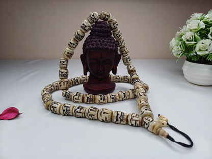 Large 54 Rare Handcarved Tantrik Yak Skull Bone Meditation Mala,Ethnic Bone Necklace/Jewellery,Tibetan Buddhist Prayer Skull  Japa Rosary