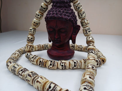 Large 54 Rare Handcarved Tantrik Yak Skull Bone Meditation Mala,Ethnic Bone Necklace/Jewellery,Tibetan Buddhist Prayer Skull  Japa Rosary