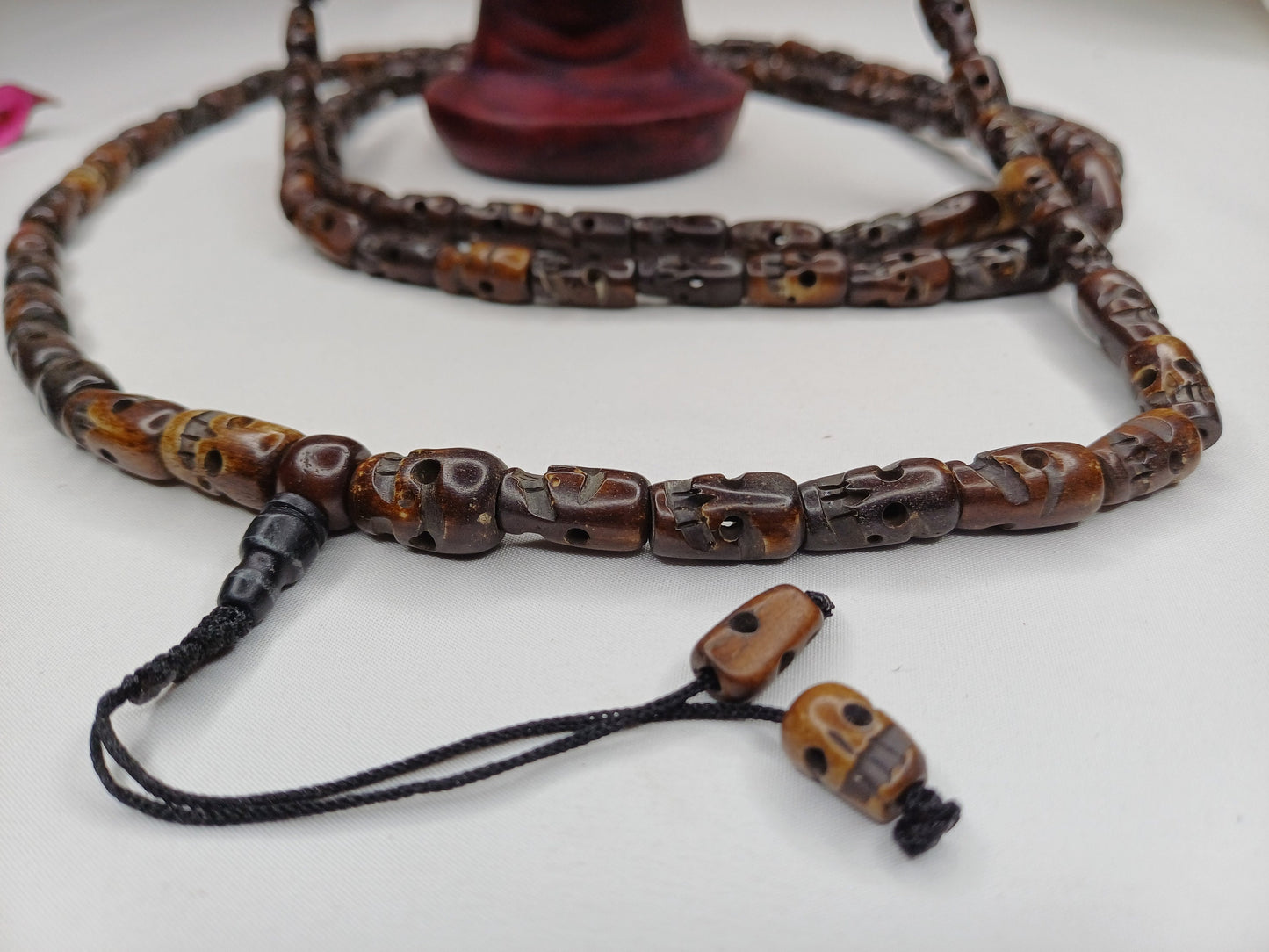 108 Handcarved Skull Bone  Beads,Bone Meditation Mala, Antique bone necklace,Ethnic Bone Jewellery,Tibetan Buddhist Prayer Skull Bone Mala,