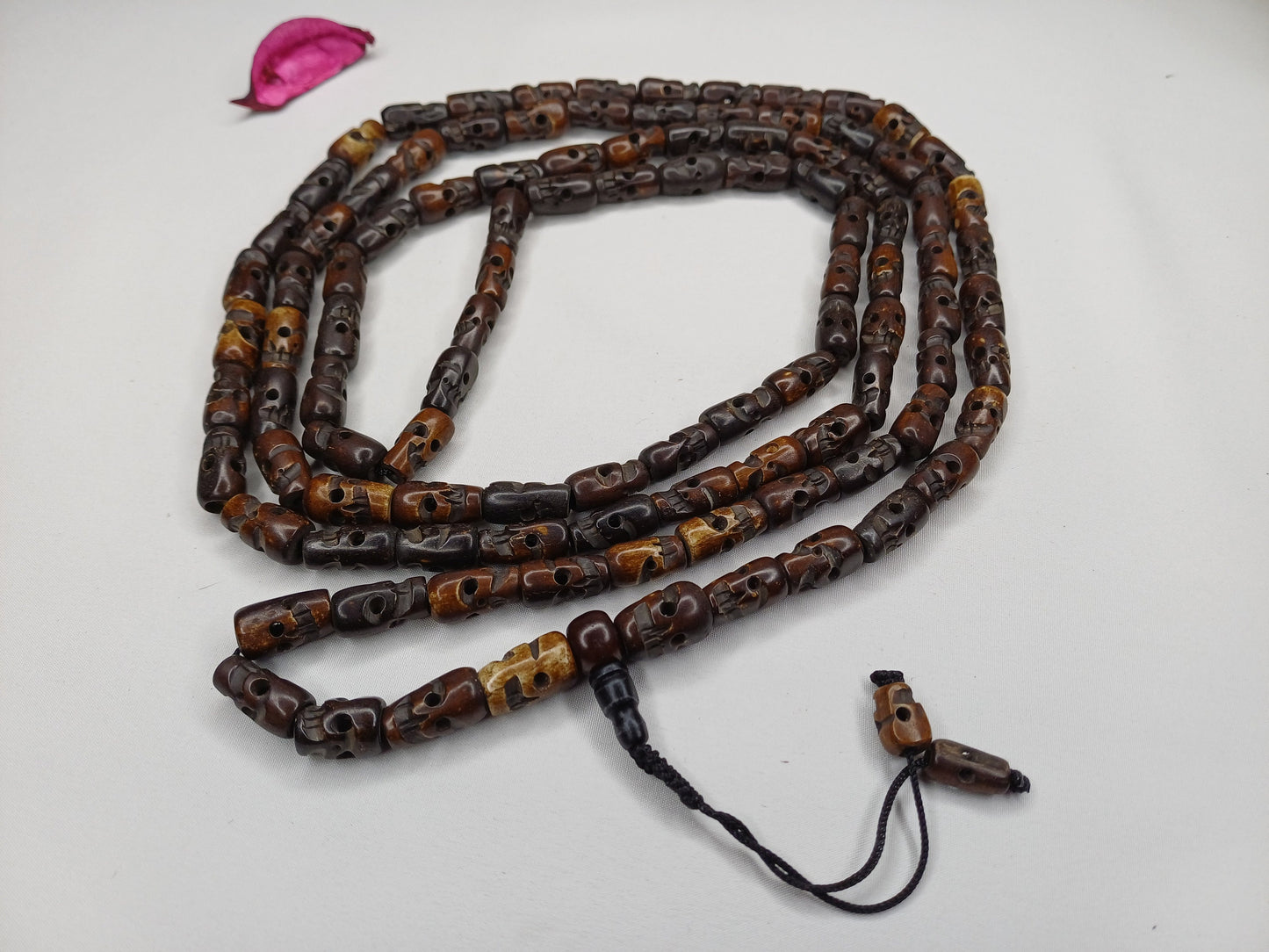 108 Handcarved Skull Bone  Beads,Bone Meditation Mala, Antique bone necklace,Ethnic Bone Jewellery,Tibetan Buddhist Prayer Skull Bone Mala,
