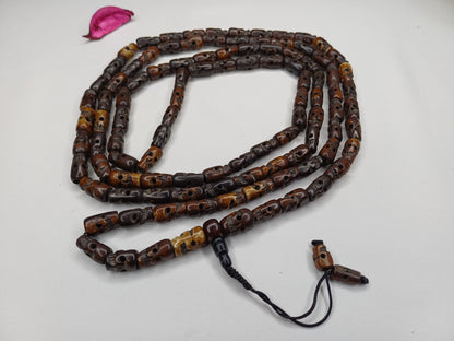 108 Handcarved Skull Bone  Beads,Bone Meditation Mala, Antique bone necklace,Ethnic Bone Jewellery,Tibetan Buddhist Prayer Skull Bone Mala,