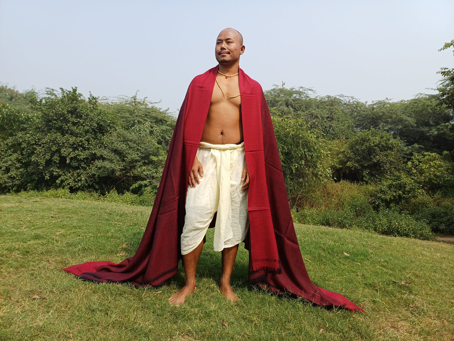 PADMANABH X-Large Handwoven Himalayan Angora Wool Buddhist Meditation Shawl,Himalayan Wool Prayer Blanket,Tibetan Prayer Wrap,Indian Shawl