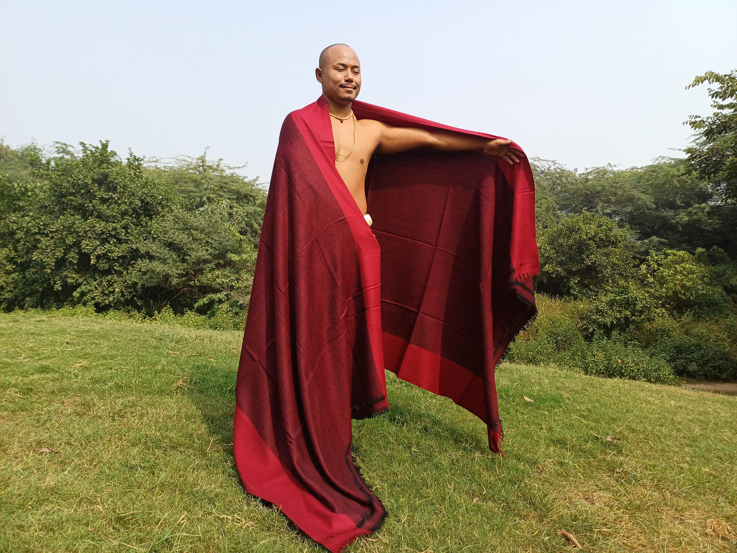 PADMANABH X-Large Handwoven Himalayan Angora Wool Buddhist Meditation Shawl,Himalayan Wool Prayer Blanket,Tibetan Prayer Wrap,Indian Shawl