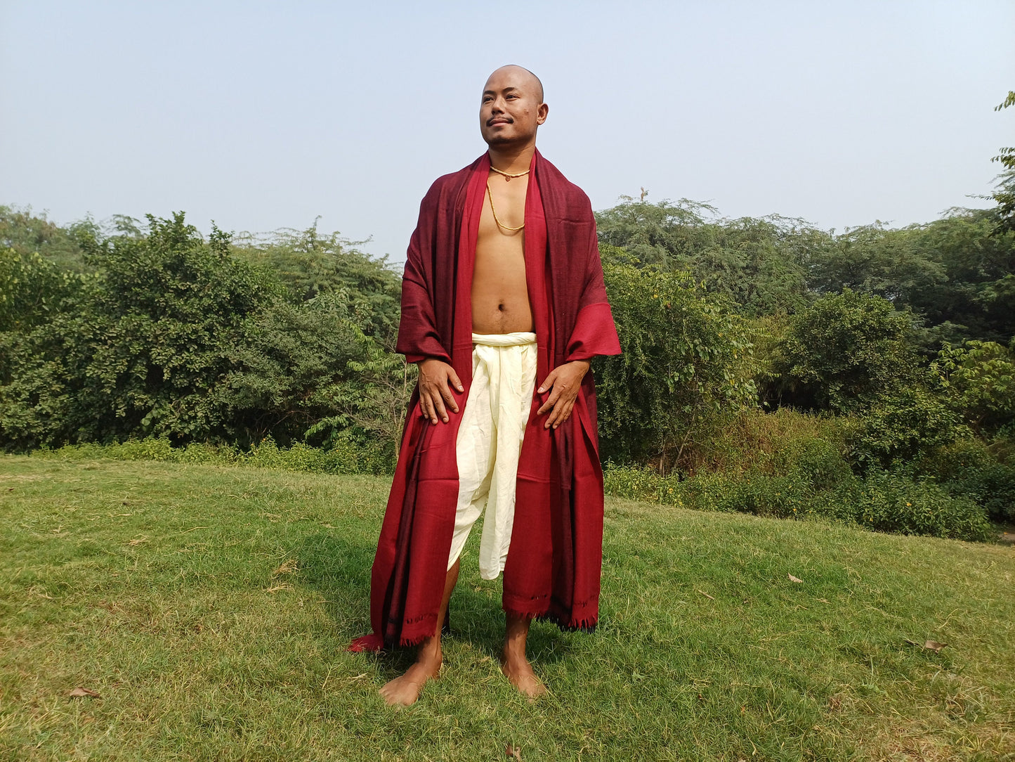 PADMANABH X-Large Handwoven Himalayan Angora Wool Buddhist Meditation Shawl,Himalayan Wool Prayer Blanket,Tibetan Prayer Wrap,Indian Shawl