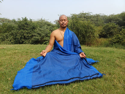 VEDA X-Large Handwoven Himalayan Yogi Pure Angora Wool Meditation Shawl,Himalayan Wool Prayer Blanket,Ethnic Indian Wool Prayer Wrap/Zen