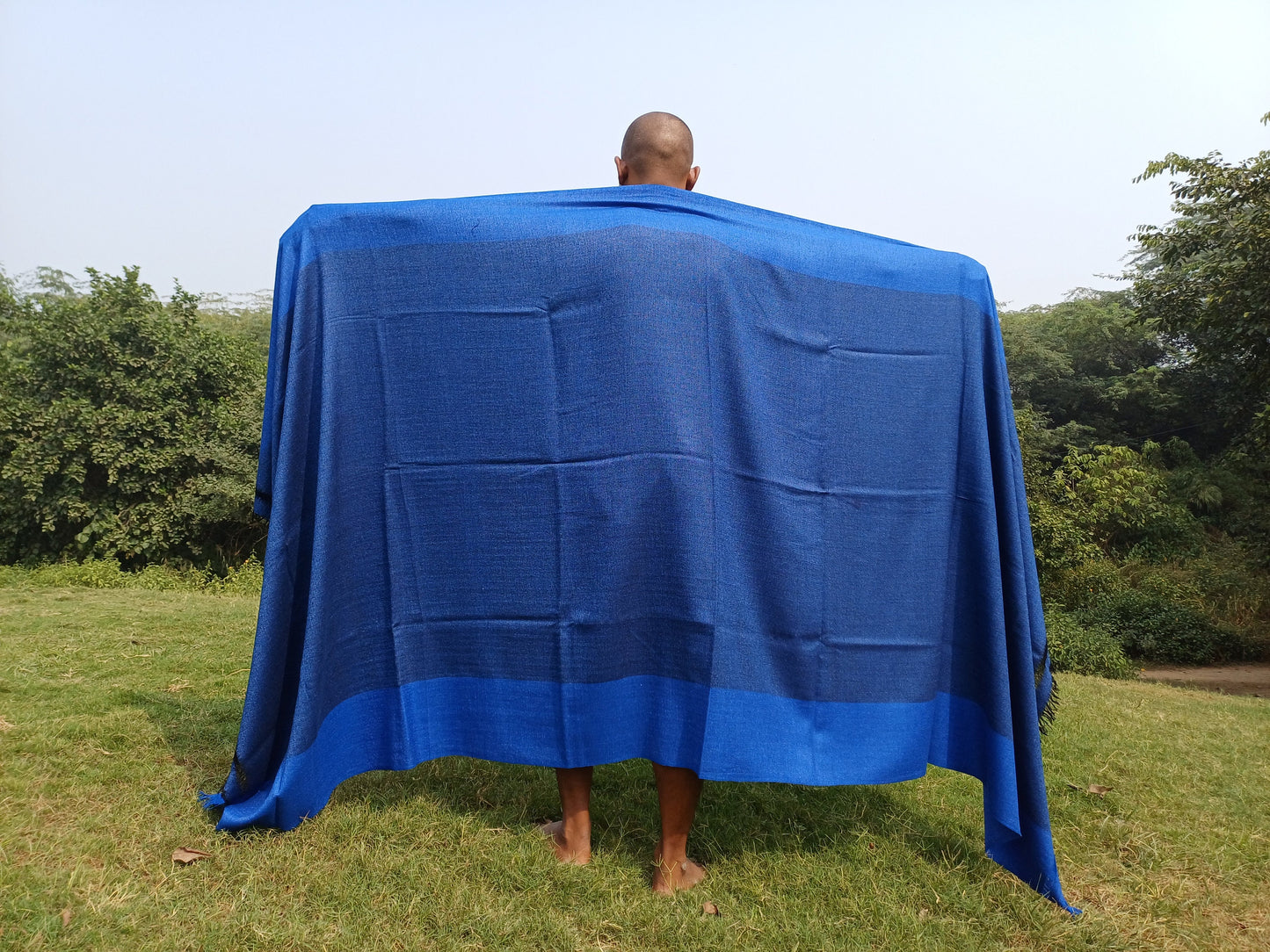 VEDA X-Large Handwoven Himalayan Yogi Pure Angora Wool Meditation Shawl,Himalayan Wool Prayer Blanket,Ethnic Indian Wool Prayer Wrap/Zen