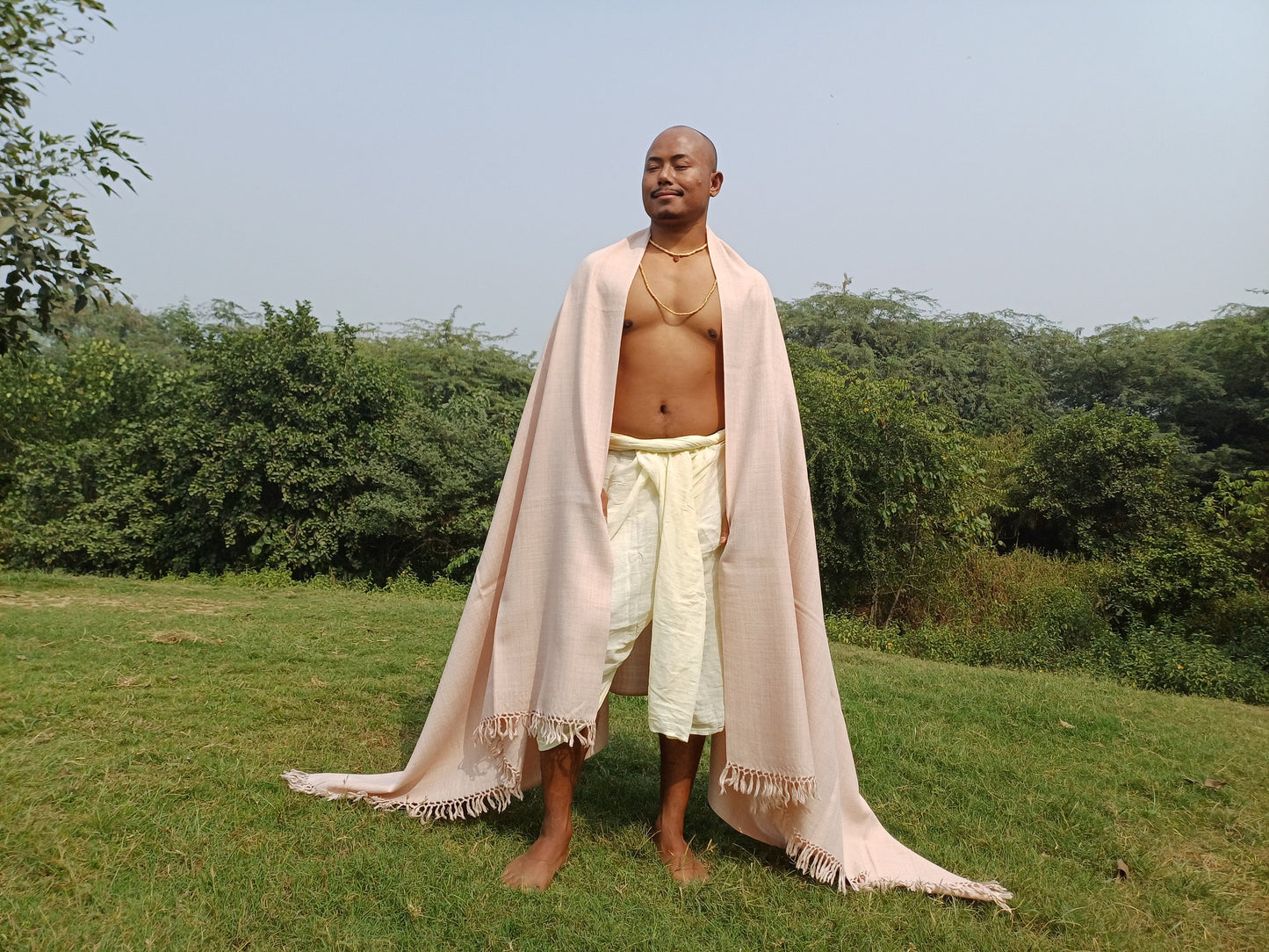 Handwoven Beige Pure Himalayan Sheep Wool Meditation Shawl,Himalayan Prayer Blanket,Kullu Shawl,Ethnic Indian Shawl,Wool Prayer Wrap
