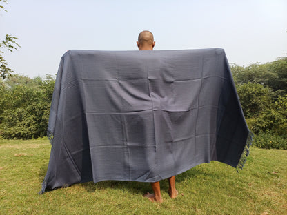 Large Size Blue Handwoven Pure Himalayan  Sheep Wool  Meditation Shawl,Ethnic Indian Blanket,Himalayan  Wool Prayer Wrap,Kullu Shawl