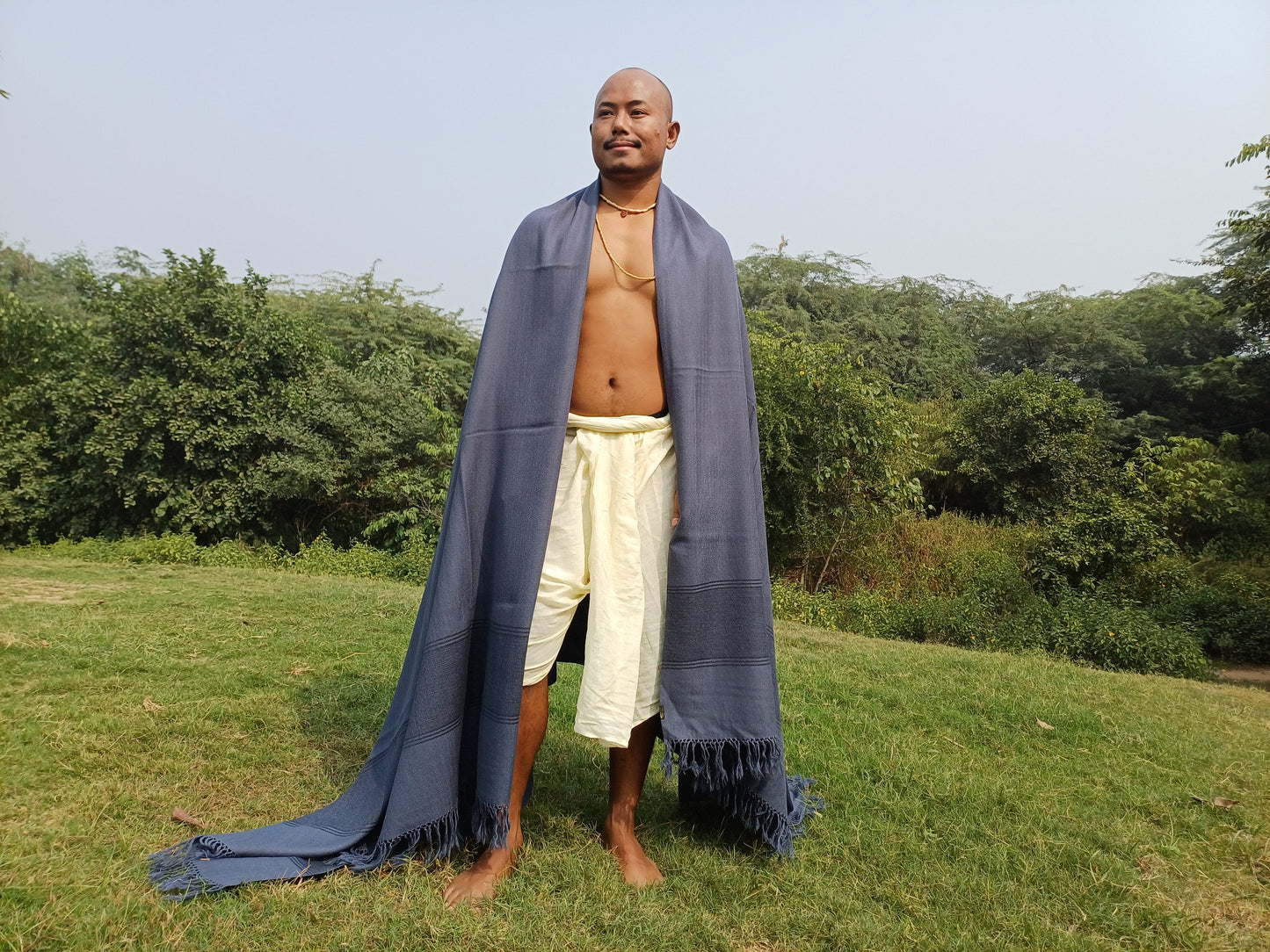 Large Size Blue Handwoven Pure Himalayan  Sheep Wool  Meditation Shawl,Ethnic Indian Blanket,Himalayan  Wool Prayer Wrap,Kullu Shawl