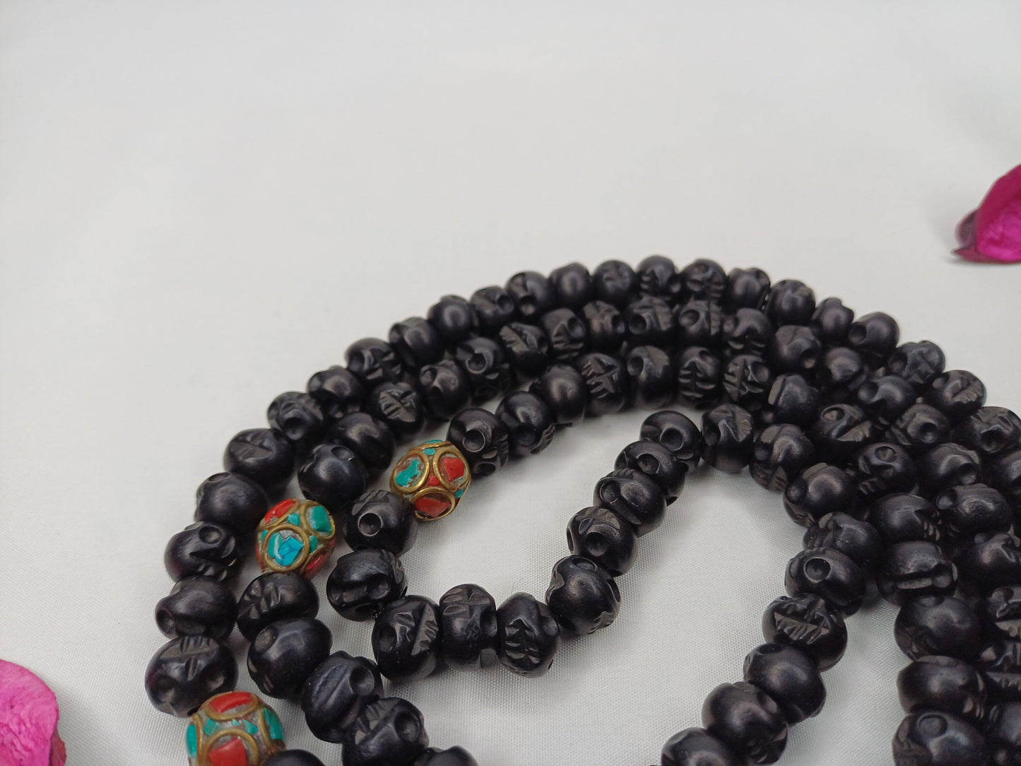 108 Handcarve Buddhist Tantrik Skull Bone Mala,Bone Meditation Bead,Ethnic Bone Jewellery/Necklace,Tibetan Buddhist Prayer Skull Bone Rosary