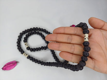 108 Handcarved Black Recycled Skull Bone Meditation Mala,bone necklace,Ethnic Bone Jewellery,Tibetan Buddhist Prayer Skull Bone Rosary