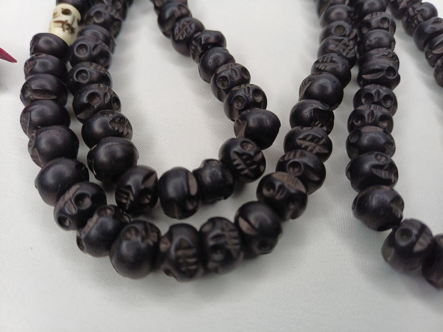 108 Handcarved Black Recycled Skull Bone Meditation Mala,bone necklace,Ethnic Bone Jewellery,Tibetan Buddhist Prayer Skull Bone Rosary