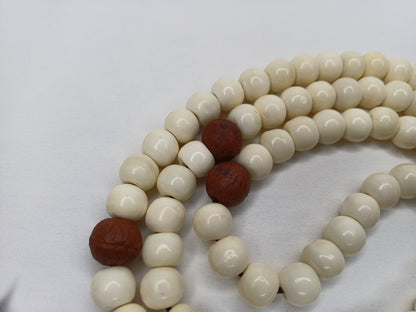 108 Handcarved Bone and Bodhi Beads Meditation Mala,bone necklace,Ethnic Bone Jewellery,Tibetan Buddhist Prayer Bone Rosary