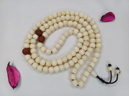 108 Handcarved Bone and Bodhi Beads Meditation Mala,bone necklace,Ethnic Bone Jewellery,Tibetan Buddhist Prayer Bone Rosary