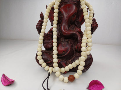 108 Handcarved Bone and Bodhi Beads Meditation Mala,bone necklace,Ethnic Bone Jewellery,Tibetan Buddhist Prayer Bone Rosary