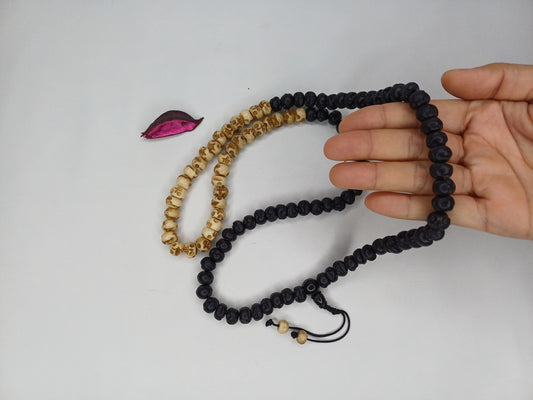 108 Handcarved Skull Bone  Beads,Bone Meditation Mala, Antique bone necklace,Ethnic Bone Jewellery,Tibetan Buddhist Prayer Skull Bone Mala,