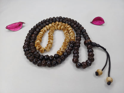 108 Handcarved Skull Bone  Beads,Bone Meditation Mala, Antique bone necklace,Ethnic Bone Jewellery,Tibetan Buddhist Prayer Skull Bone Mala,