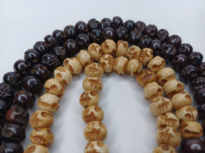 108 Handcarved Skull Bone  Beads,Bone Meditation Mala, Antique bone necklace,Ethnic Bone Jewellery,Tibetan Buddhist Prayer Skull Bone Mala,
