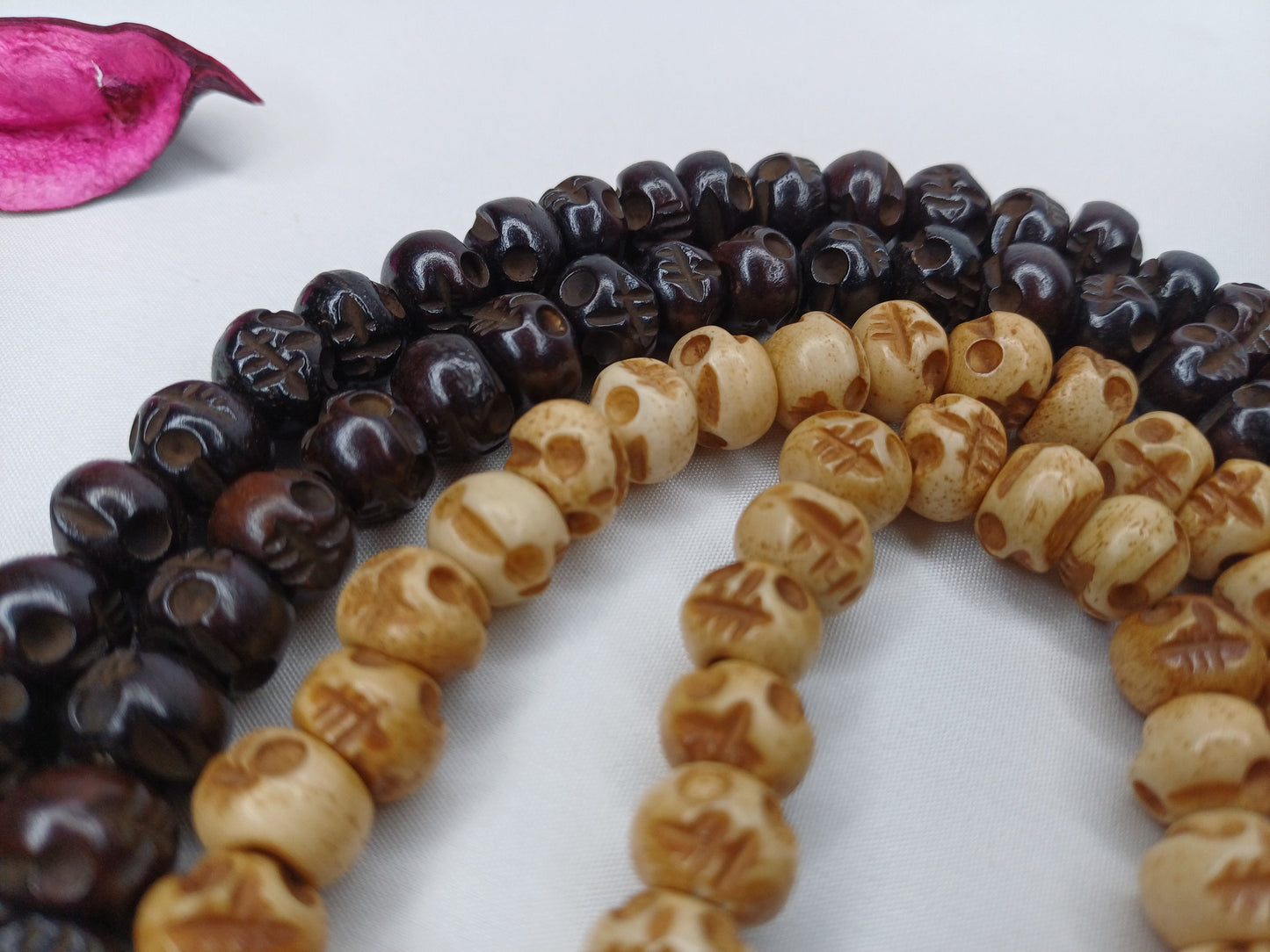 108 Handcarved Skull Bone  Beads,Bone Meditation Mala, Antique bone necklace,Ethnic Bone Jewellery,Tibetan Buddhist Prayer Skull Bone Mala,