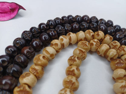 108 Handcarved Skull Bone  Beads,Bone Meditation Mala, Antique bone necklace,Ethnic Bone Jewellery,Tibetan Buddhist Prayer Skull Bone Mala,
