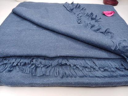 Handwoven Solid Blue Himalayan Angora Wool Meditation Shawl,Indian Ethnic Blanket,Handmade Woolen Wrap,Himalayan Wool Wrap