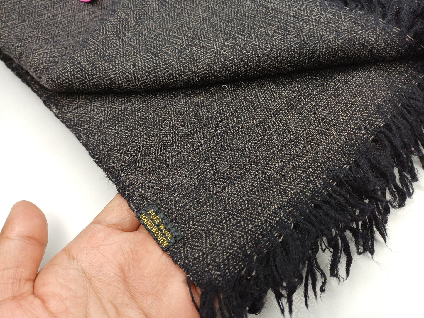 Yogi Extra Large Handwoven Dark Brown Himalayan Sheep Wool Meditation Shawl,Himalayan Prayer Blanket,Kullu Shawl,Ethnic Indian Prayer Shawl