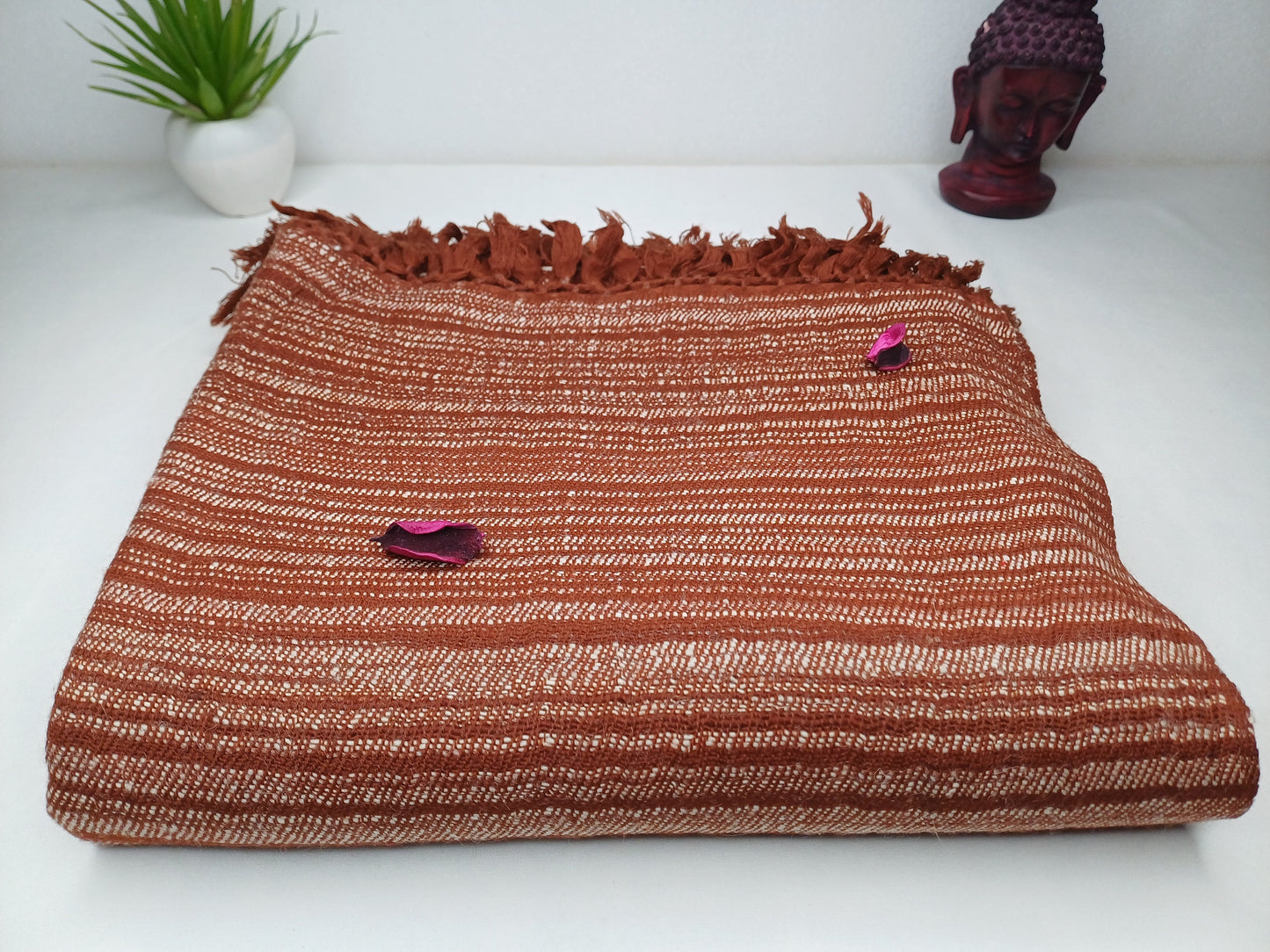 Large Thick Brown Handspun/Handwoven Himalayan Yak Wool Meditation Blanket,Tibetan Yak Wool Wrap,Ethnical Yak Wool Prayer Zen,Himalayan Yak
