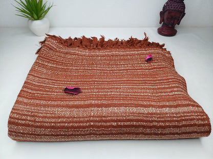 Large Thick Brown Handspun/Handwoven Himalayan Yak Wool Meditation Blanket,Tibetan Yak Wool Wrap,Ethnical Yak Wool Prayer Zen,Himalayan Yak