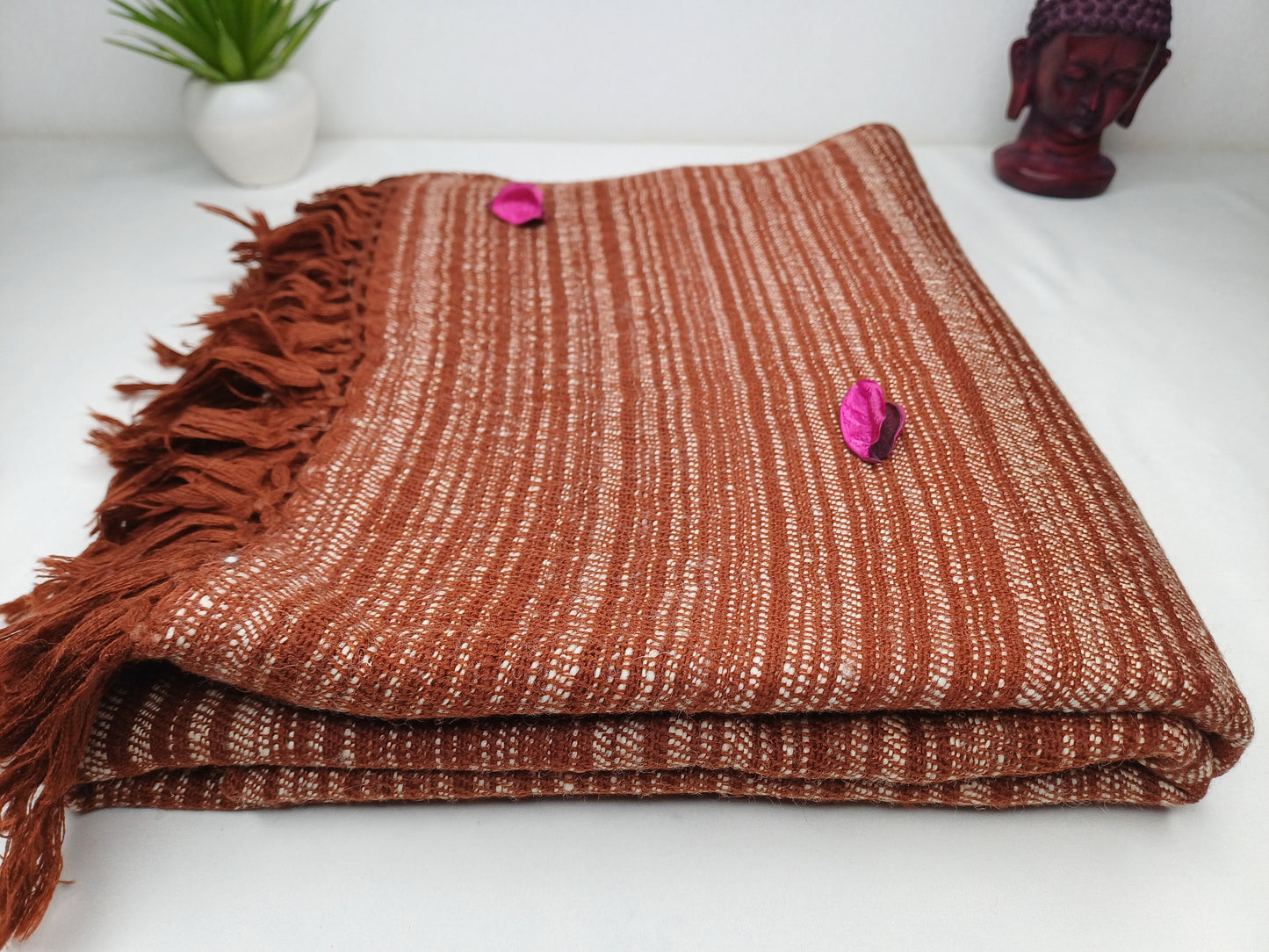 Large Thick Brown Handspun/Handwoven Himalayan Yak Wool Meditation Blanket,Tibetan Yak Wool Wrap,Ethnical Yak Wool Prayer Zen,Himalayan Yak