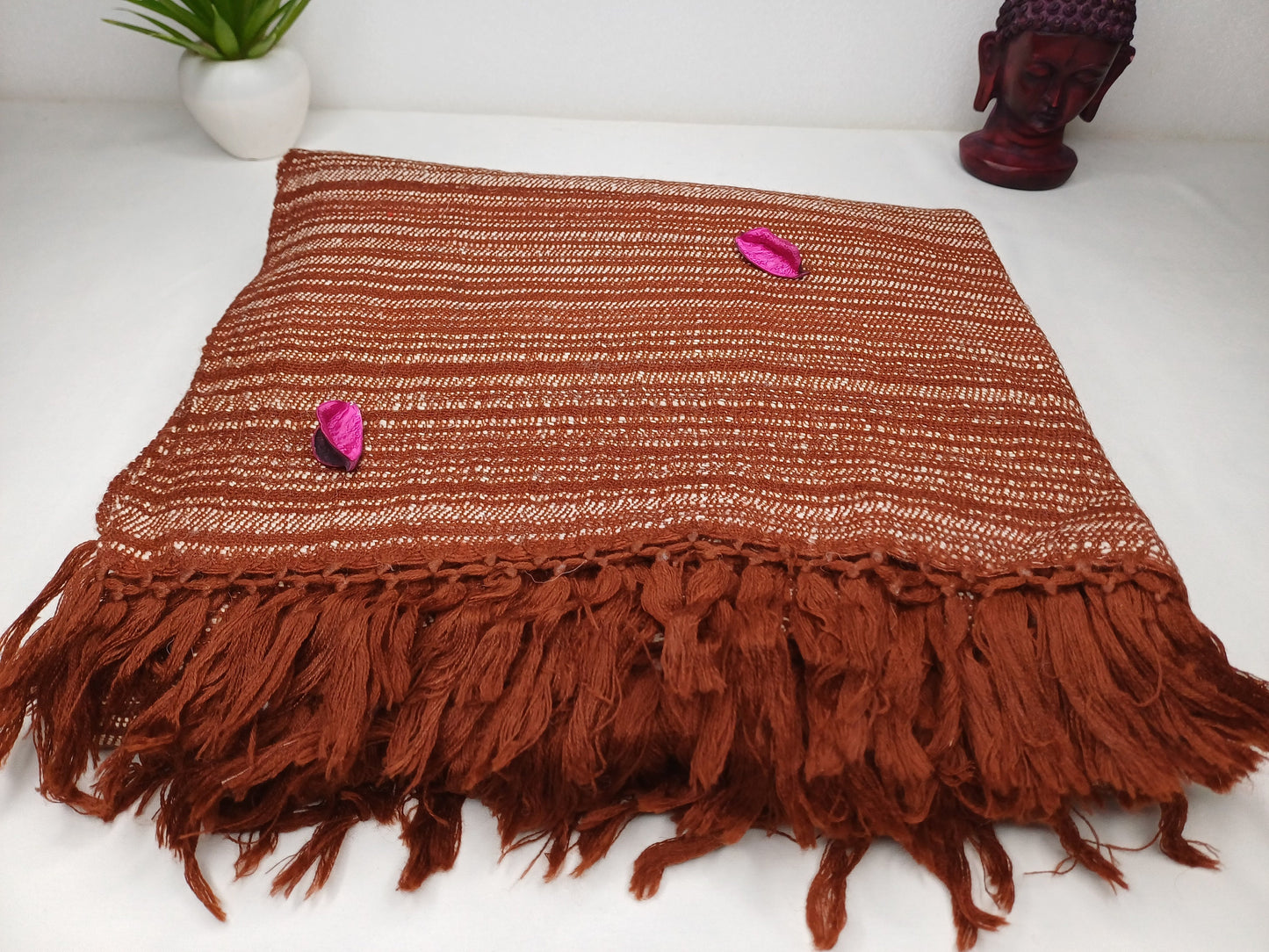 Large Thick Brown Handspun/Handwoven Himalayan Yak Wool Meditation Blanket,Tibetan Yak Wool Wrap,Ethnical Yak Wool Prayer Zen,Himalayan Yak