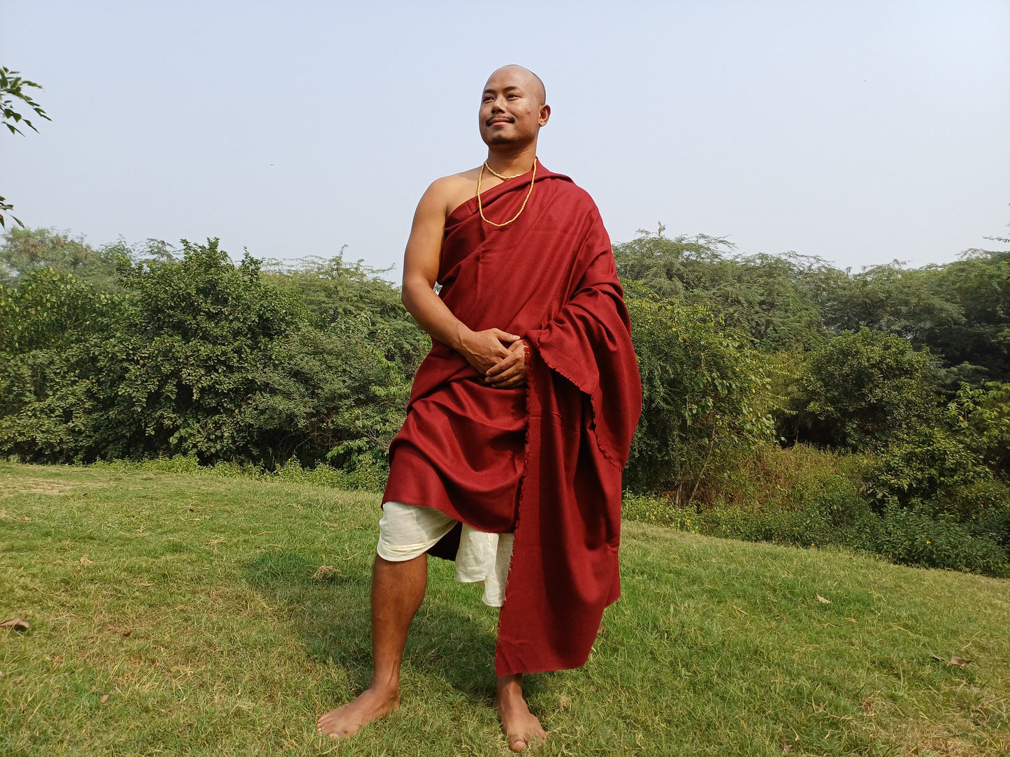 BODHI X-Large Handwoven Burgundy Red Buddhist Monk Pure Himalayan Angora Wool Meditation Shawl,Himalayan Prayer Blanket,Tibetan Prayer Wrap