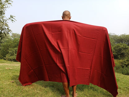 BODHI X-Large Handwoven Burgundy Red Buddhist Monk Pure Himalayan Angora Wool Meditation Shawl,Himalayan Prayer Blanket,Tibetan Prayer Wrap