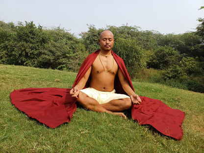 BODHI X-Large Handwoven Burgundy Red Buddhist Monk Pure Himalayan Angora Wool Meditation Shawl,Himalayan Prayer Blanket,Tibetan Prayer Wrap