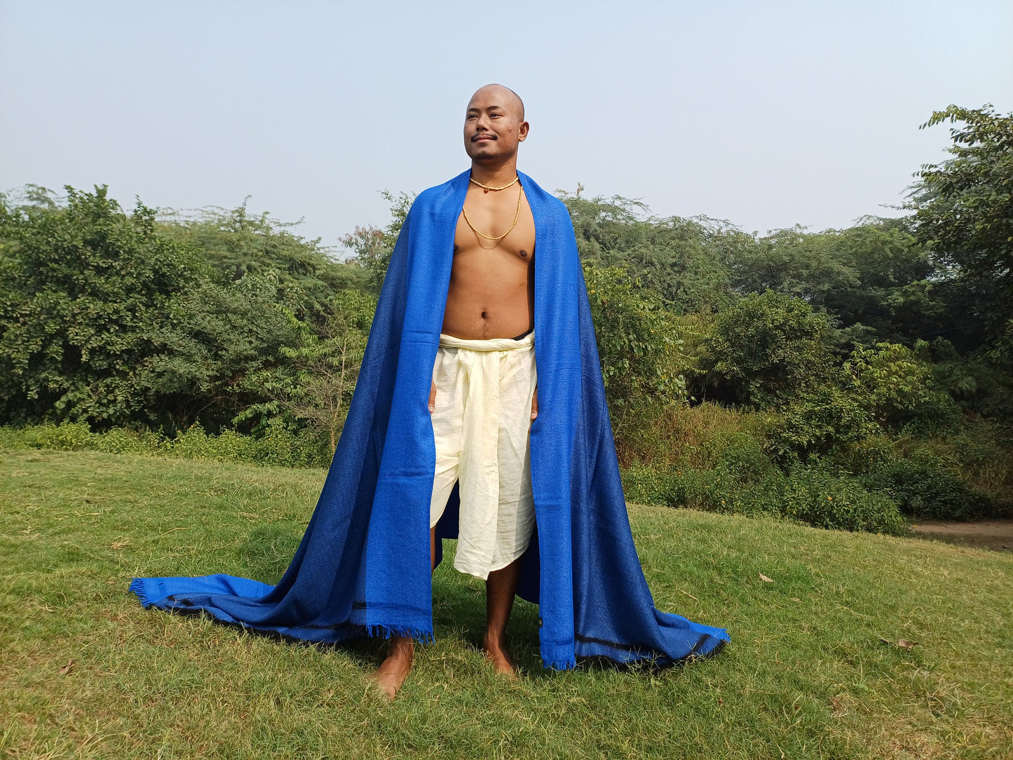 VEDA X-Large Handwoven Himalayan Yogi Pure Angora Wool Meditation Shawl,Himalayan Wool Prayer Blanket,Ethnic Indian Wool Prayer Wrap/Zen