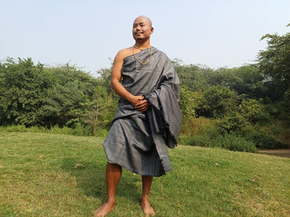 Extra Large Dark Grey Yogi Handwoven Himalayan Sheep Wool Meditation Shawl,Himalayan Prayer Blanket,Kullu Shawl,Handmade Ethnic Indian Shawl