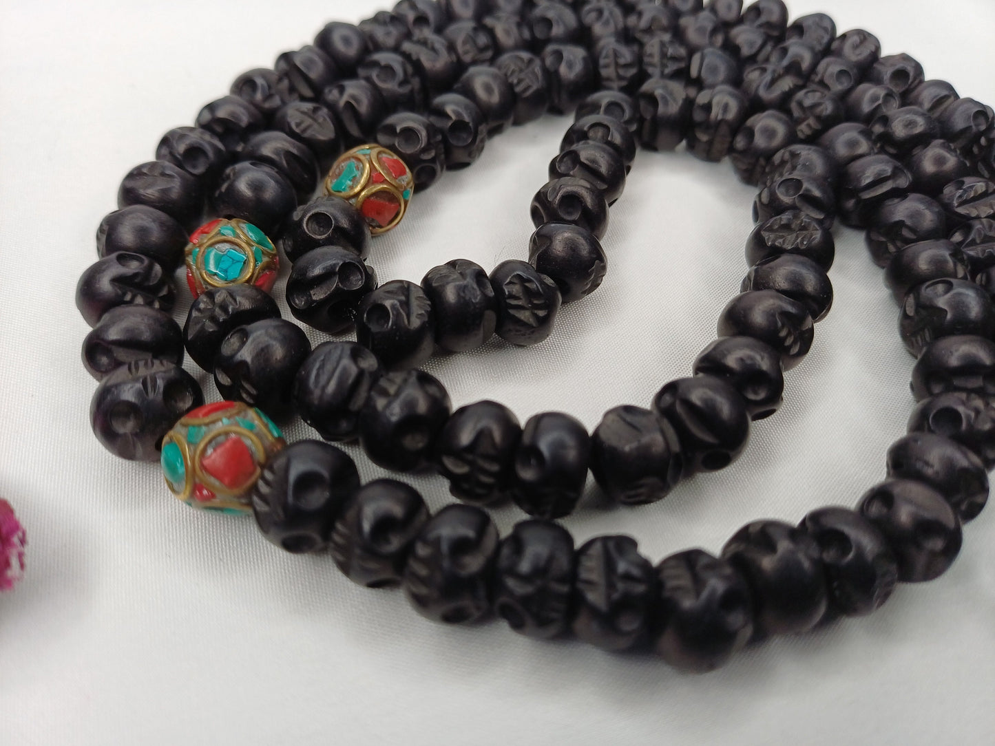 108 Handcarve Buddhist Tantrik Skull Bone Mala,Bone Meditation Bead,Ethnic Bone Jewellery/Necklace,Tibetan Buddhist Prayer Skull Bone Rosary