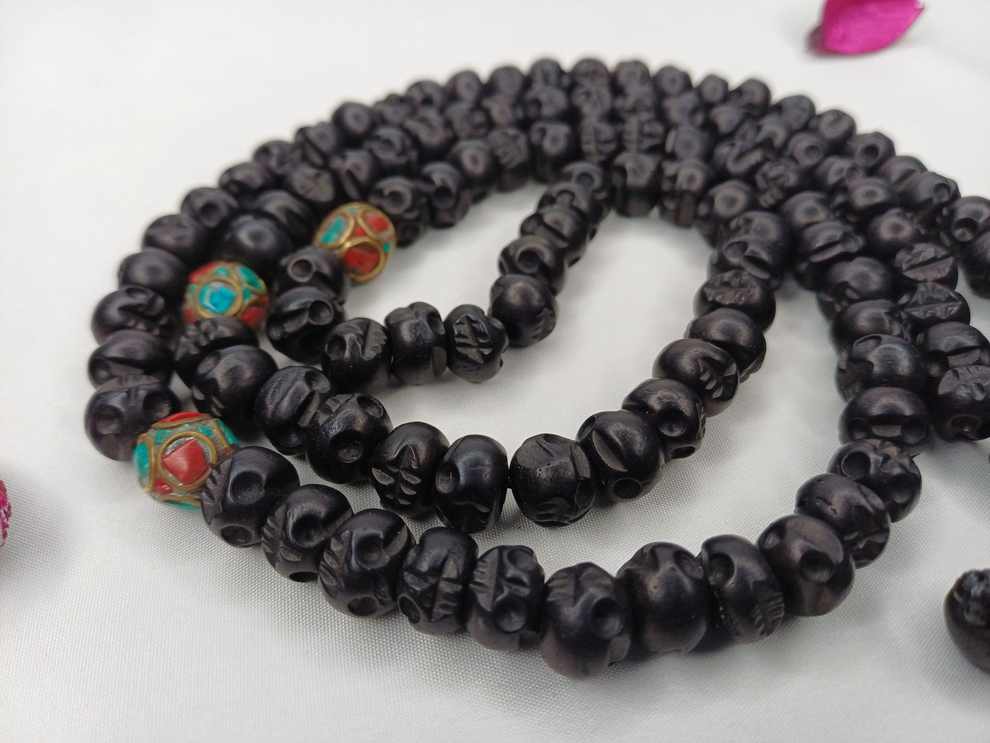 108 Handcarve Buddhist Tantrik Skull Bone Mala,Bone Meditation Bead,Ethnic Bone Jewellery/Necklace,Tibetan Buddhist Prayer Skull Bone Rosary