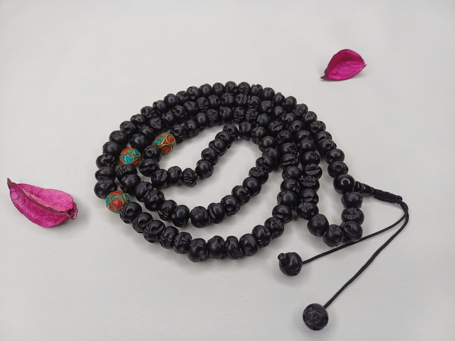 108 Handcarve Buddhist Tantrik Skull Bone Mala,Bone Meditation Bead,Ethnic Bone Jewellery/Necklace,Tibetan Buddhist Prayer Skull Bone Rosary