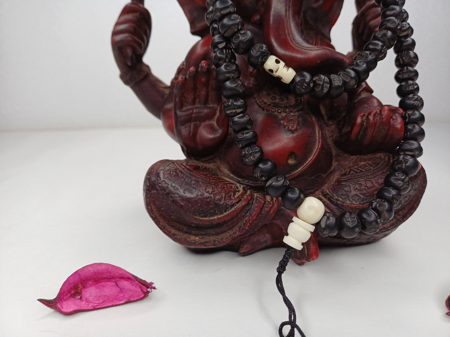 108 Handcarved Black Recycled Skull Bone Meditation Mala,bone necklace,Ethnic Bone Jewellery,Tibetan Buddhist Prayer Skull Bone Rosary