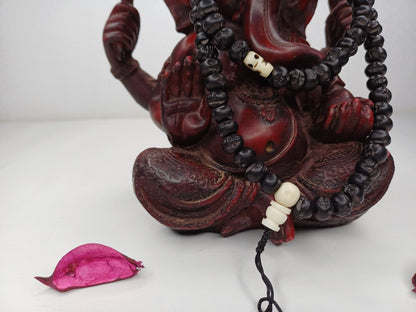 108 Handcarved Black Recycled Skull Bone Meditation Mala,bone necklace,Ethnic Bone Jewellery,Tibetan Buddhist Prayer Skull Bone Rosary