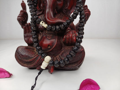 108 Handcarved Black Recycled Skull Bone Meditation Mala,bone necklace,Ethnic Bone Jewellery,Tibetan Buddhist Prayer Skull Bone Rosary
