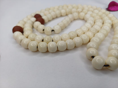 108 Handcarved Bone and Bodhi Beads Meditation Mala,bone necklace,Ethnic Bone Jewellery,Tibetan Buddhist Prayer Bone Rosary