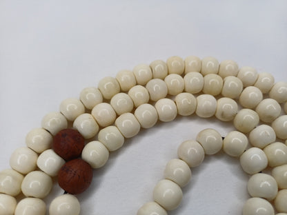 108 Handcarved Bone and Bodhi Beads Meditation Mala,bone necklace,Ethnic Bone Jewellery,Tibetan Buddhist Prayer Bone Rosary